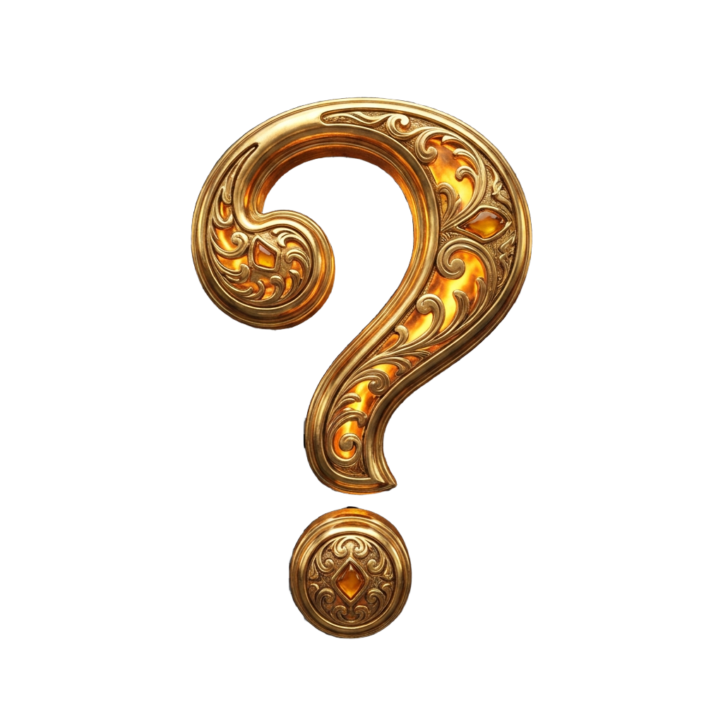 An ornate, glowing question mark